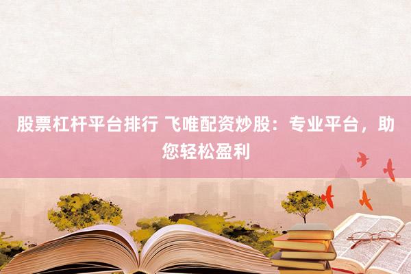 股票杠杆平台排行 飞唯配资炒股：专业平台，助您轻松盈利