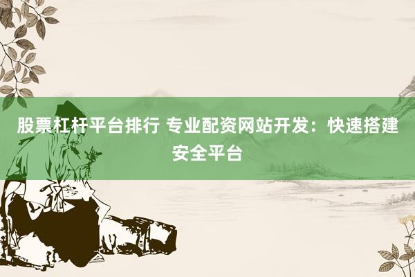 股票杠杆平台排行 专业配资网站开发：快速搭建安全平台
