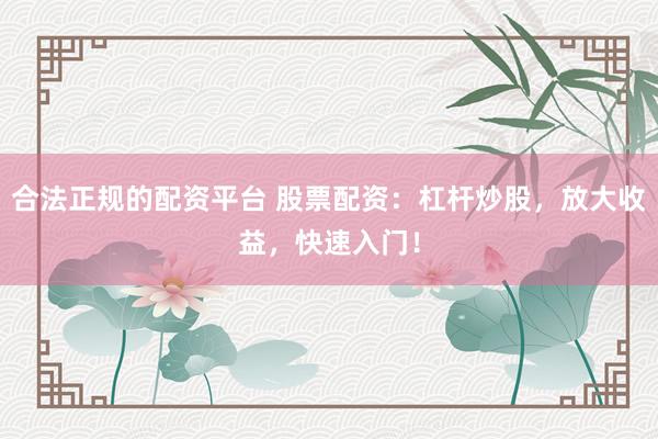 合法正规的配资平台 股票配资：杠杆炒股，放大收益，快速入门！