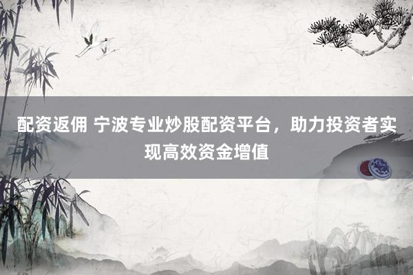 配资返佣 宁波专业炒股配资平台，助力投资者实现高效资金增值