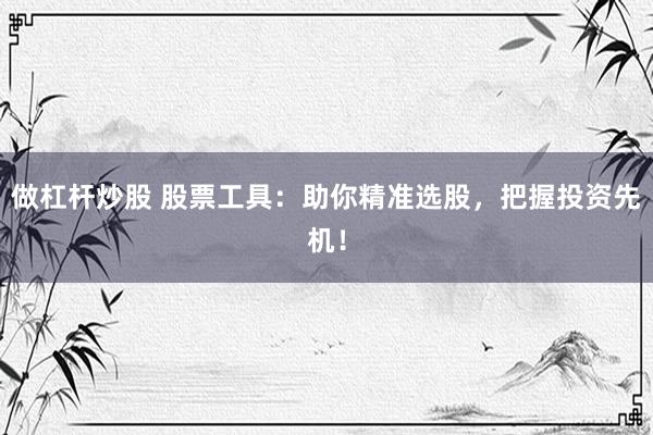 做杠杆炒股 股票工具：助你精准选股，把握投资先机！