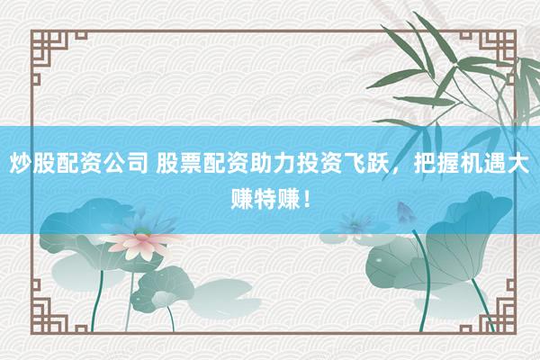 炒股配资公司 股票配资助力投资飞跃，把握机遇大赚特赚！