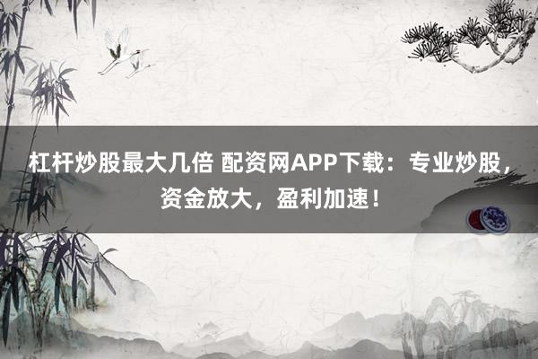 杠杆炒股最大几倍 配资网APP下载：专业炒股，资金放大，盈利加速！