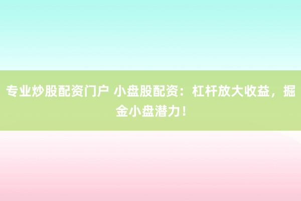 专业炒股配资门户 小盘股配资：杠杆放大收益，掘金小盘潜力！