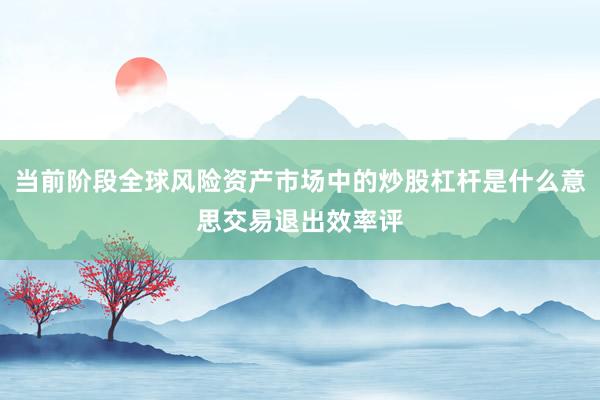 当前阶段全球风险资产市场中的炒股杠杆是什么意思交易退出效率评