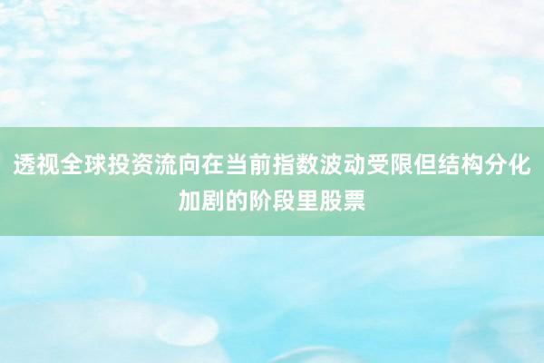 透视全球投资流向在当前指数波动受限但结构分化加剧的阶段里股票